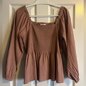 Madewell Mauve Smocked Blouse